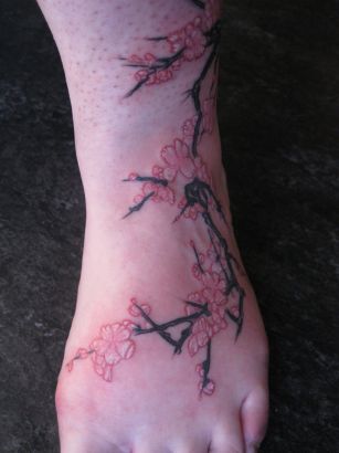 Cherry Blossom Feet Tattoo